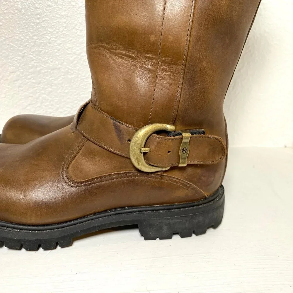 Timberland Nellie Fur Lined Leather Buckle Pull On Waterproof Boots Brown 7 - Picture 4 of 8